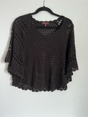 Takeout Black Crochet V-Neck Sweater